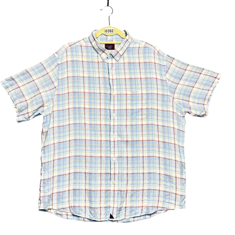 UNTUCKit Shirt Mens Extra Large Blue Plaid Linen Wrinkle Resistant Preppy